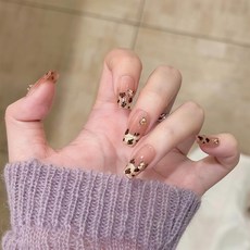 오이키 네일아트 붙이는 자연스러운 셀프 네일팁 374, 1개, 그라데이션 레오파드 1개, 그라데이션 레오파드