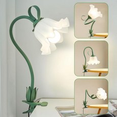독서 조명 집게 간접 라이트 클립 LED E26 DIY 꽃 긴 책상 클램프 조절 가능 현대식 테이블 패션 앤티크 콘센트 코드 침대 눈 보호 스탠드 데스크탑 복고풍 토르키에르 장, 초록