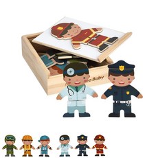 [아페페] 소방관 경찰관 직업 의상 맞추기 자석 퍼즐 어린이집교구 KR6679 직업체험의상 자석퍼즐