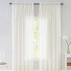 아서준 스토어 화이트 레이스 커튼130x260cm 봉집형 거실포인트커튼