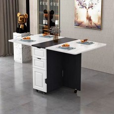 접이식 테이블 수납형 간이식탁 베드 식탁 원목 이동식 이동식식탁 폴딩 원룸 다이닝, AX. 160x80 고급 레일 포함 검정색+흰색 돌