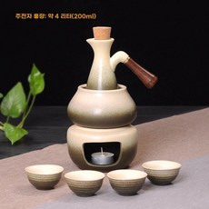 도쿠리워머 세트 사케 술잔 워머 데우기 세트 M 정종, C. 손잡이가 달린 대나무 녹색 촛대 잔 4개 꼬리 4