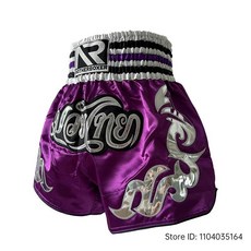태국 권투 반바지 무에타이 바지 새틴 폴리 에스터 통기성 킥복싱 싸움 훈련 유니폼, 1개, 7. A5 Purple