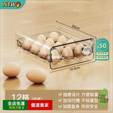 A15 冰箱 保鮮盒 廚房整理 食材管理專用, 1個, 雞蛋盒中號12格-透明