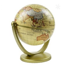 회전식 탁상용 지리학습 장식소품 인테리어 소품 클래식 디자인 골드톤 받침대, 블루