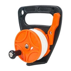 Luwint 다이빙 릴 45.7m(150피트) 컴팩트 사이즈 - 카약 앵커 부표용 엄지 스토퍼가 있는 스쿠버 릴 오렌지+화이트 라인107789, 45.7m(150피트) 릴