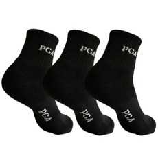 PGA 男士壓力緩震中筒運動襪 3雙入, 黑色, 3個