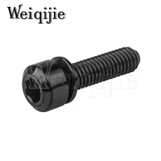 Wanyifa 티타늄 볼트 소켓 헤드 와셔 포함 자전거 디스크 브레이크 어댑터 마운트 Ti 나사 M6x16 18, [03] Black, [01] M6, 03 Black, 03 Black_01 M6_04 18mm