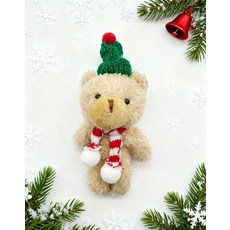 SHservice 크리스마스곰인형 꾸미기 인형 성탄절, 1개, 브라운 베어 그린 레드 화이트 스카프