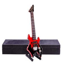 Dselvgvu 나무 미니어처 일렉트릭 베이스 기타 스탠드 및 케이스 포함 미니 악기 레플리카 수집용 피규어 모델 홈 데코 장식품 (16cm x 4.8cm 0.7cm(6.3 1.9, 6.31"x1.89"x0.28"