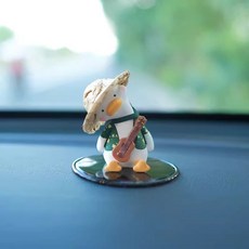 차량용 룸미러 걸이 오리 소품 석고방향제 그네 펜던트 자동차 A타입 장식, B. 기타를 테마로 한 짙은 녹색 밀짚모자 구