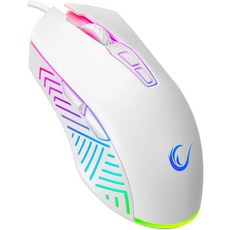램페이지 스피어 V2 블랙 유선 게이밍 마우스RGB 조명 포함 - 12800 DPI 7개의 프로그래머블 버튼 PCMac노트북 게이머용 경량 인체공학적 마우스, White