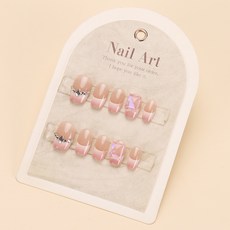 小紅書爆款穿戴甲短款小白兔甜酷美甲貼片珍珠水鑽金粉假指甲30片, 1個, BY1718:穿戴工具包款