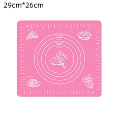 FAIS DU 재사용 가능한 붙지 않는 실리콘 베이킹 매트 측정 기능이 페이스트리 롤링 라이너 내열성 테이, 01 Pink 29x26cm Mat