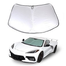 [ 1080817 ] 코르벳 C8 자동차 앞유리 햇빛 가리개 반사 폴리에스터 차단 열 및 접이식 차량을 시원하게 유지하는 2020-2024와 호환 (실버 1:1), 은색