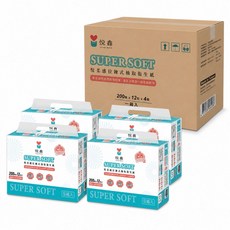 悅鑫 Lovee Warm Super Soft 柔感拉鍊式抽取衛生紙 200抽x12包x4串, 12, 200抽