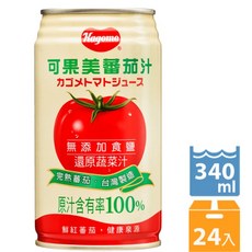 Kagome 可果美 番茄汁 台灣製造 99.8%原汁含有率, 1個, 無鹽 340ml 24入/箱