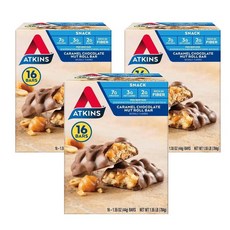 Atkins 앳킨스 캬라멜 초콜릿 넛 롤 스낵바 프로틴 스낵 16p 700g, 3개