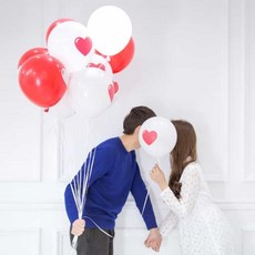 HOOT 30cm 풍선 100개, 포인트하트화이트