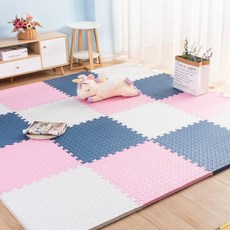 국민매트 매트시공 거실 칼라 놀이방 바닥, C. 화이트+네이비+라이트 핑크테두리