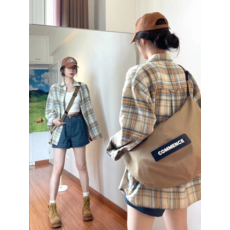 格子襯衫 設計感小眾開衫早秋薄外套女