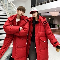 長款冬季羽絨服 男女過膝加厚保暖大衣 情侶寬鬆外套