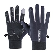 保暖觸控手套 加絨防風防寒機車觸屏防水騎行手套, 豎標男款灰色