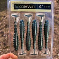 BioSpawn 엑소스윔 4인치 스윔 베이트 배스낚시 웜, 1개, 81.5g, 그린 글리자드 쉐드