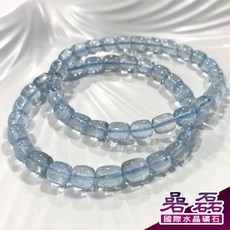 碞磊國際 天空之藍 拓帕石 桶型 水晶手鍊, 1個, 手圍17.5/重量19.2g