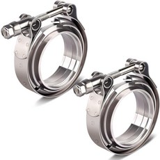 2Pcs 2.5인치 V-밴드 플랜지 클램프 스테인리스 스틸 배기 터보 다운파이프 시스템용 남성 퀵 릴리스 플랫 어셈블리 포함, 3inch-2Pcs