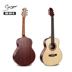 Saiger SM-361 36吋雲杉木旅行吉他, 老手換琴，單把(36吋木吉他+彈片琴袋)