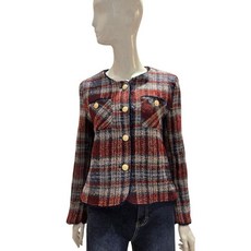 [백화점 홈쇼핑 정품] 에이비에프지 믹스칼라 체크패턴 라운드넥 트위드 자켓 AGNZ4HJ07J