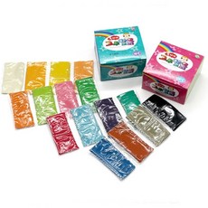 색깔 고무찰흙 직사각 납작한 컬러 점토 16색 1박스