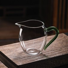 望月高硼矽玻璃公道杯 日式分茶器 耐熱玻璃杯, 1個, 青綠色飛天公道杯
