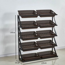 과일 판매대 슈퍼마켓 가게 전시대 디피 철제 채소 매대, 이중 행 5단 커피색 인조 두꺼운