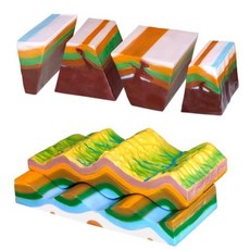 중학지학 수업용 습곡 단층확인 분리지층 입체모형 2종 퇴적작용 과학실험용 조립키트, 1세트
