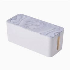 塑膠電線收納盒 整理線材/充電器, 大理石紋白色小號, 1個