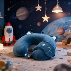 씰리 프리미엄 메모리폼 여행용 목베개 블루, Blue