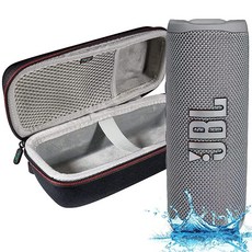 JBL Flip 6 - 방수 휴대용 블루투스 스피커 강력한 사운드와 깊은 베이스 IPX7 방수 Megen 하드쉘 케이스 포함 12시간 재생 시간 - 그레이 183513, JBL Flip 6 - 방수 휴대용 블루투스 스피커,