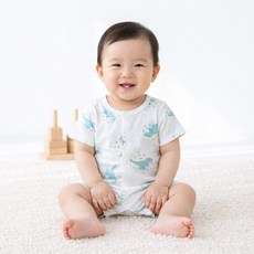 마롤로뜨 순면 반팔 아기바디수트 KC인증 나염 아기옷 실내복 내의 출산선물 신생아 백일