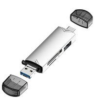 USB3.0多功能六合一OTG讀卡器 Type-C讀卡機 TF卡 SD卡手機讀卡機, 銀色, 1個, D398
