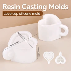3D 찻잔 모양 실리콘 몰드 트레이 포함 DIY 석고 시멘트 커피잔 장식 보관 접시 장식품 몰드 홈 수공예, 01 Cup mold02