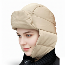콘티A 패딩 항공 모자 귀달이 모자 귀도리 남여공용 커플 캠핑 골프 스키 낚시, 아이보리