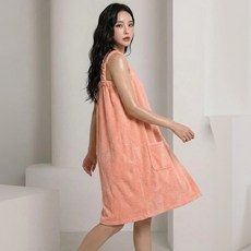 피플피 포근한 여성 어깨끈 랩 샤워가운 목욕가운, 핑크, 1개
