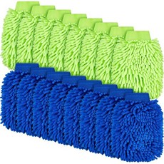 툴라이트 16개 차량 세차 장갑 체닐 극세사 양면 세척 건조 7.48 x 10.24 인치 밝은 색상, 16, Royal Blue/ Green, 7.48 x 10.24 Inch