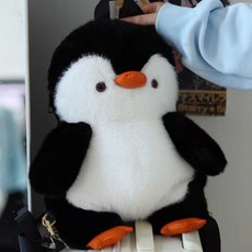 DFMEI 新款流行的少女卡通可愛公仔毛絨書包兒童企鵝雙肩包旅遊輕便揹包, 小衆 企鵝雙肩包(可放8寸手機-充電寶):如圖, 1個