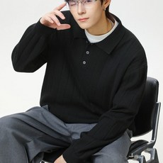 투니스 남성 단색 폴로넥 빈티지 니트 스웨터