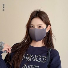 r°c 冬季3D立體美拉德口罩 加絨防風保暖男女通用防蹭妝口罩, 深灰, 1個