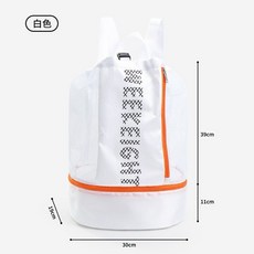 小島生活 透氣網格 乾溼分離 游泳收納包 雙肩背包, 白色, 1個