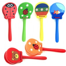 ORFF手持響板 長柄手拍響板 奧福兒童樂器 幼兒聽力訓練 聖誕禮物, 1個